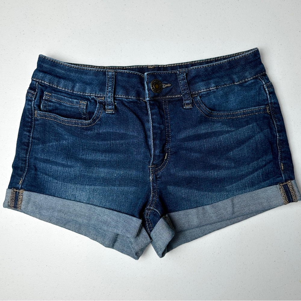 Dark Blue Denim Low Rise Shorts